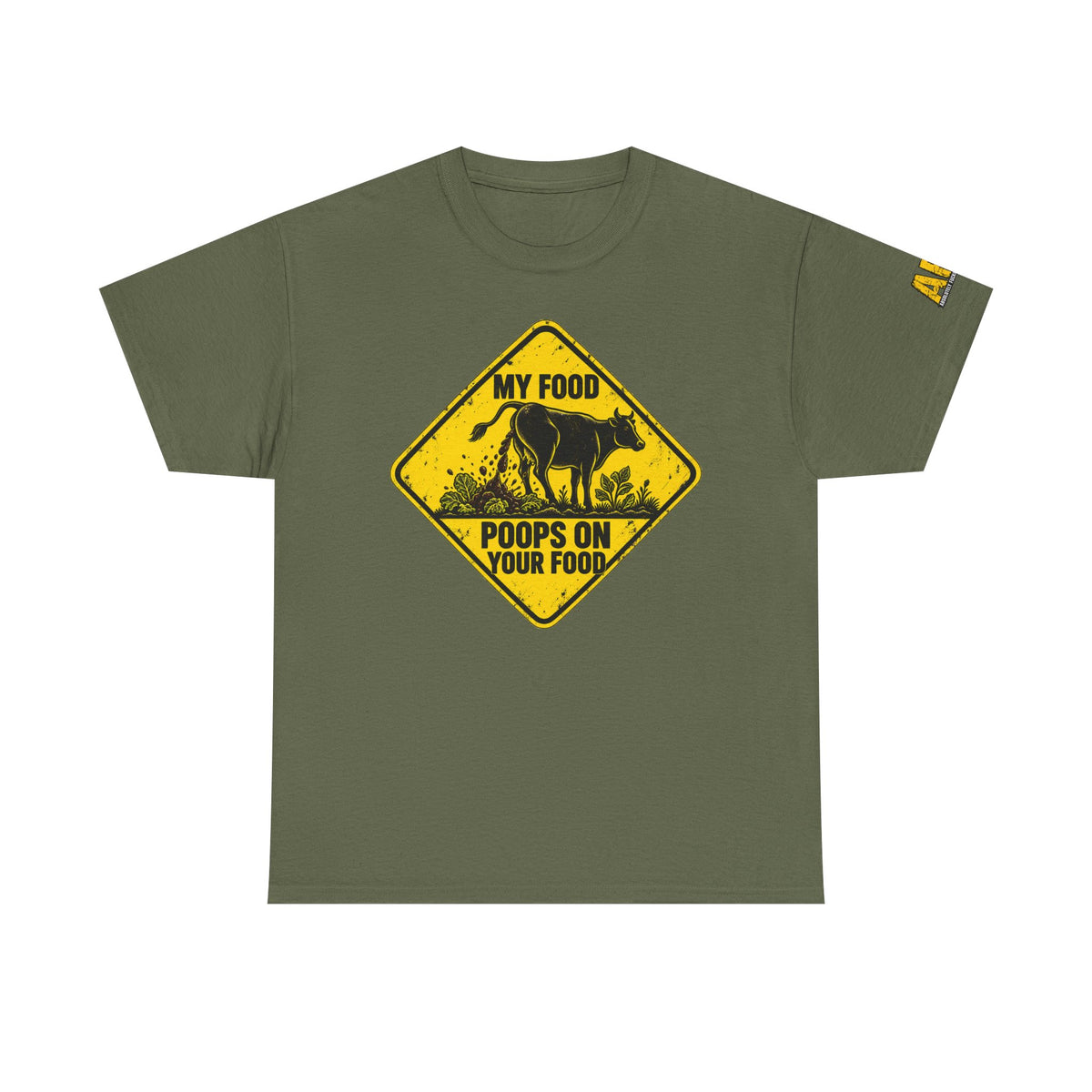 "My food poops on your food." Unisex Heavy Cotton Tee